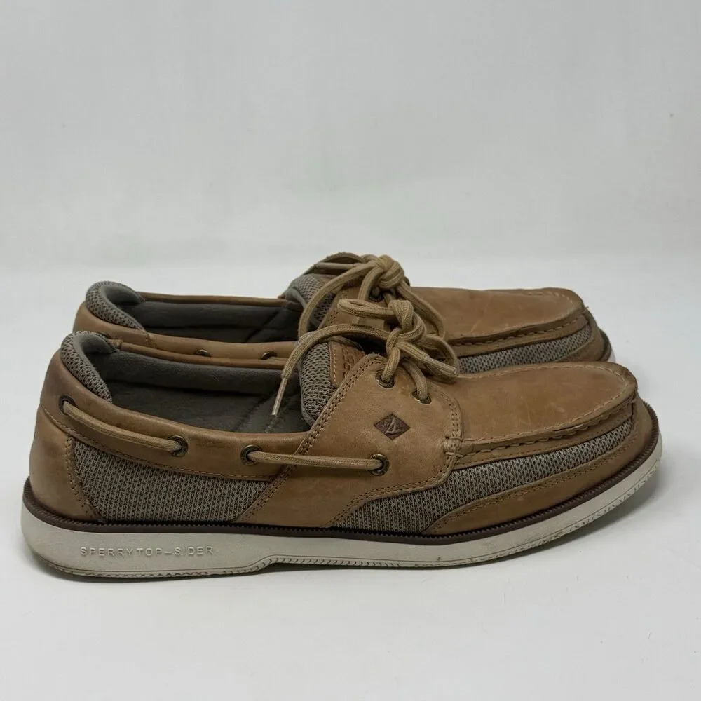Sperry Top Sider Surveyor 2 Boat Shoes Mens 13 Brown Leather 2 Eye NO INSOLES
